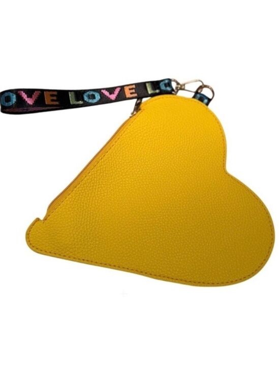 Handbags - Yellow Heart Shaped Wristlet LOVE Bag